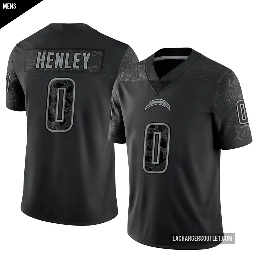 Men's Los Angeles Chargers ＃0 Daiyan Henley Black Limited Reflective Jersey