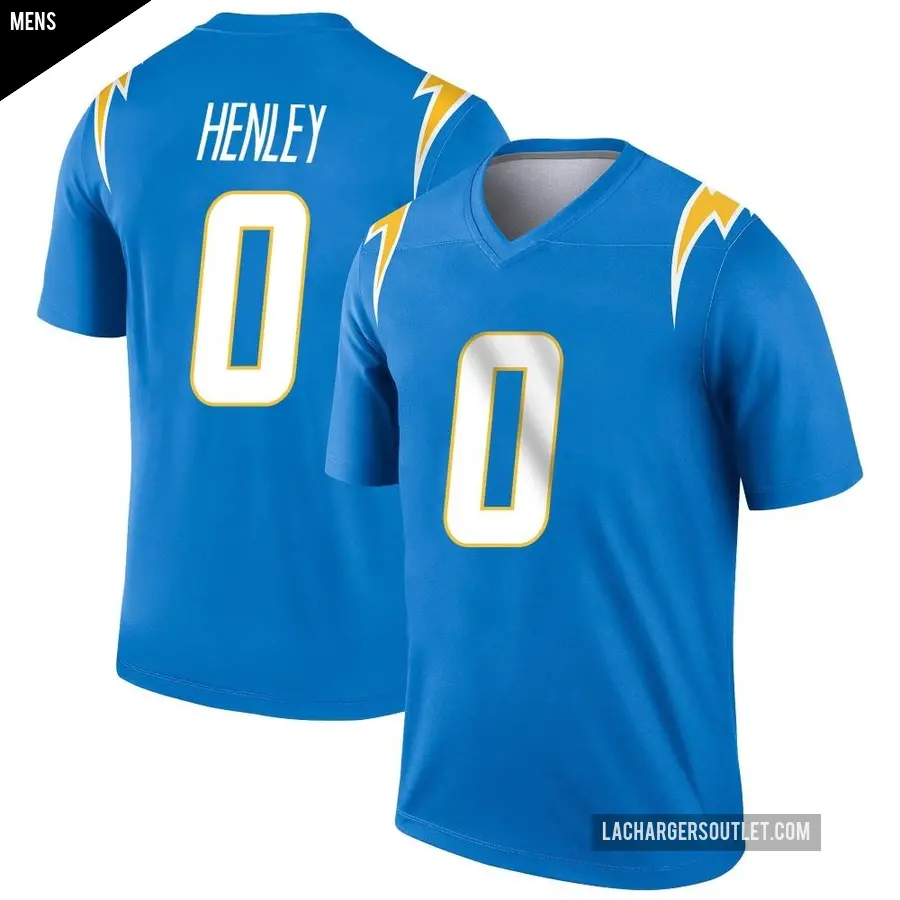 Men's Los Angeles Chargers ＃0 Daiyan Henley Blue Legend Powder Jersey