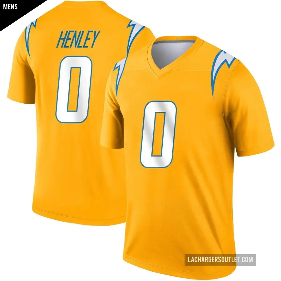 Men's Los Angeles Chargers ＃0 Daiyan Henley Gold Legend Inverted Jersey