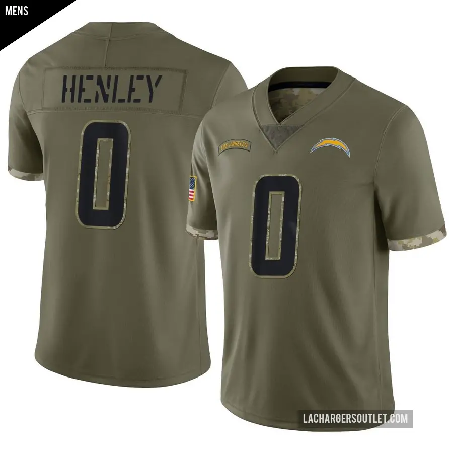 Men's Los Angeles Chargers ＃0 Daiyan Henley Olive Limited 2022 Salute To Service Jersey