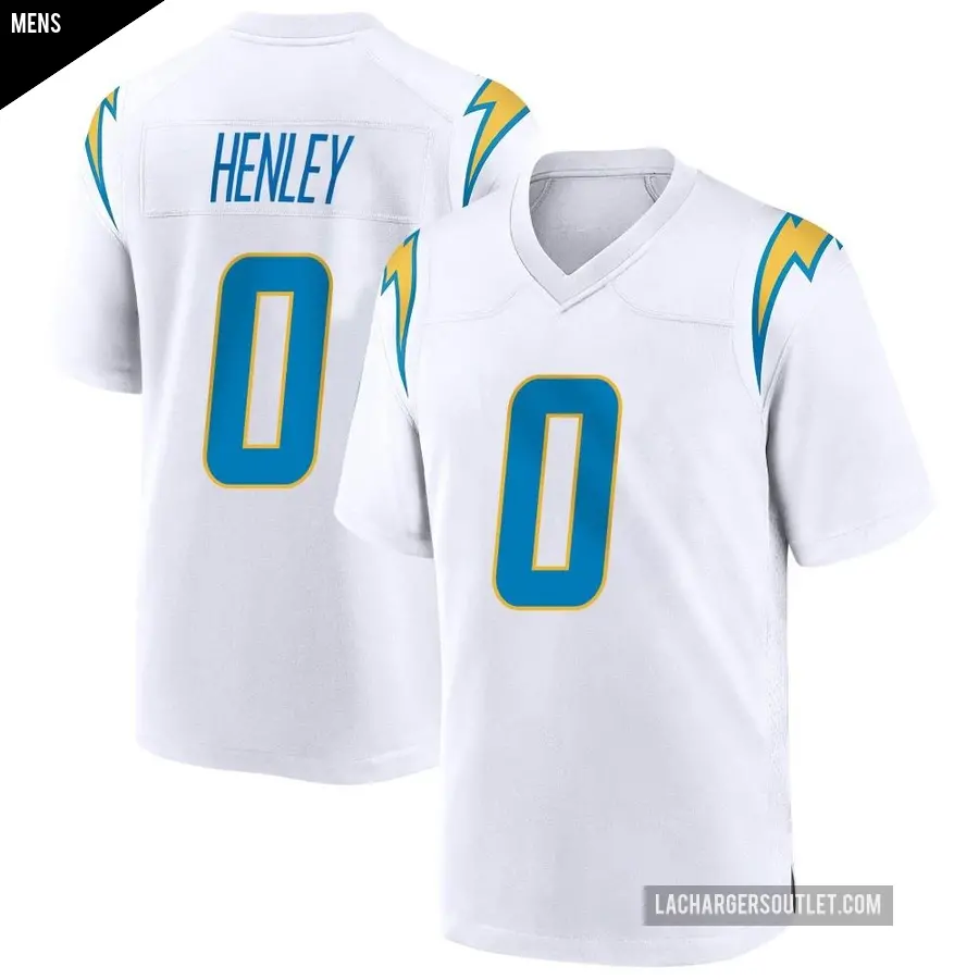 Men's Los Angeles Chargers ＃0 Daiyan Henley White Game Jersey
