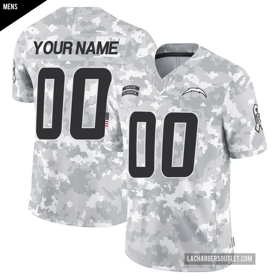 Men's Los Angeles Chargers ＃00 Custom Arctic Camo Limited 2024 Salute to Service Jersey