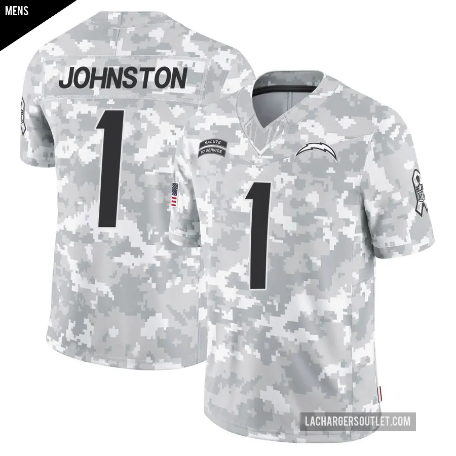 Men's Los Angeles Chargers ＃1 Quentin Johnston Arctic Camo Limited 2024 Salute to Service Jersey