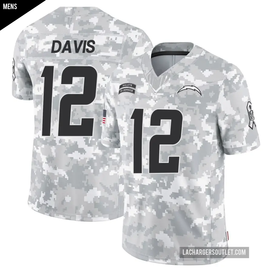 Men's Los Angeles Chargers ＃12 Derius Davis Arctic Camo Limited 2024 Salute to Service Jersey