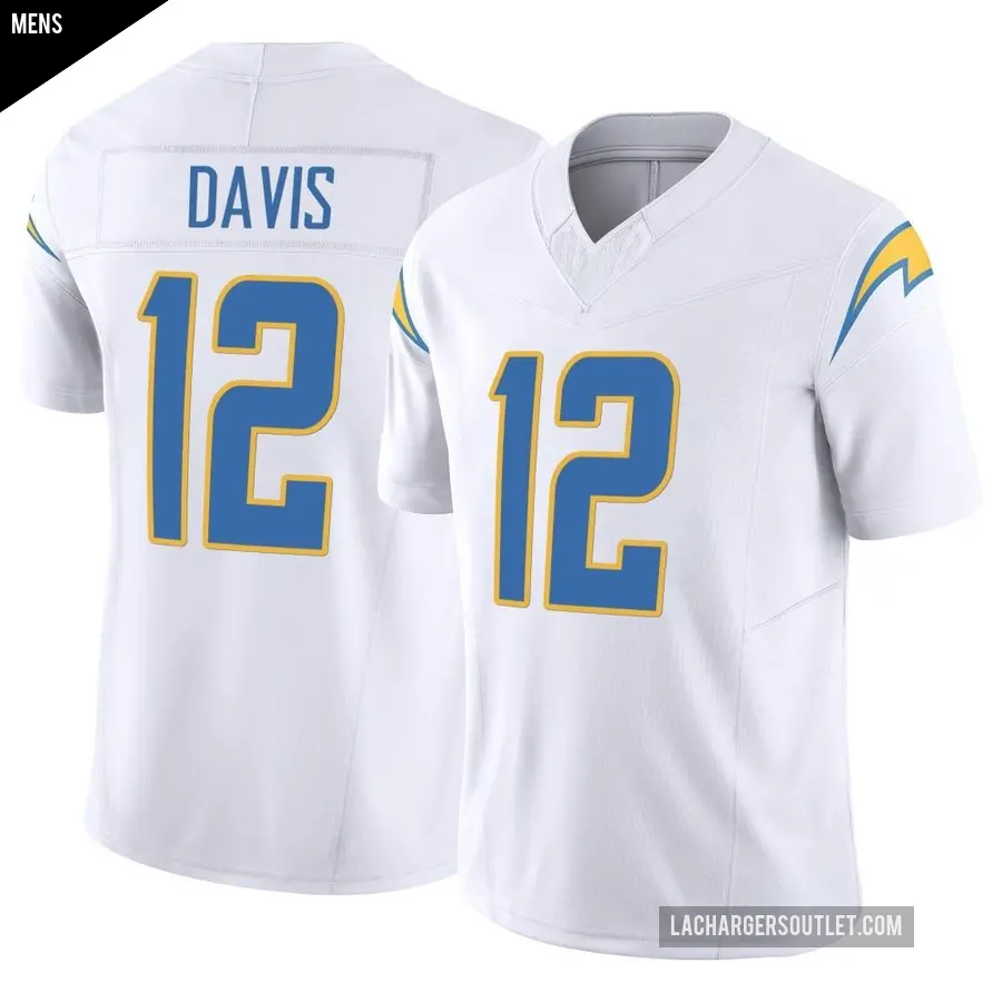 Men's Los Angeles Chargers ＃12 Derius Davis White Limited Vapor F.U.S.E. Jersey