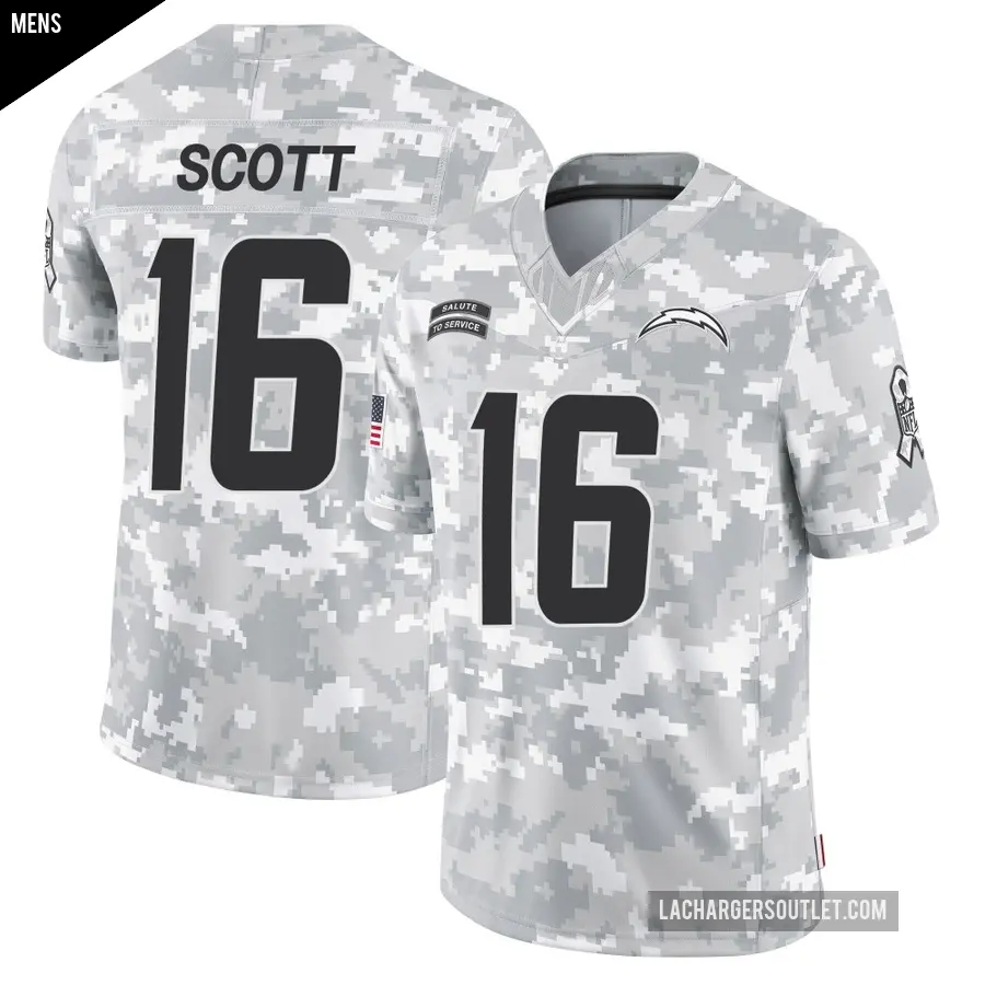 Men's Los Angeles Chargers ＃16 JK Scott Arctic Camo Limited 2024 Salute to Service Jersey