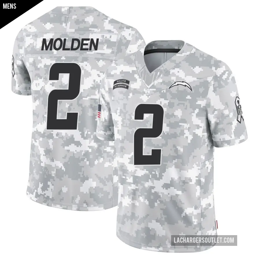 Men's Los Angeles Chargers ＃2 Elijah Molden Arctic Camo Limited 2024 Salute to Service Jersey