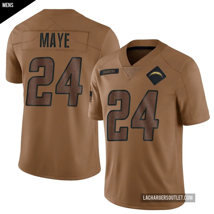 Men's Los Angeles Chargers ＃24 Marcus Maye Brown Limited 2023 Salute To Service Jersey