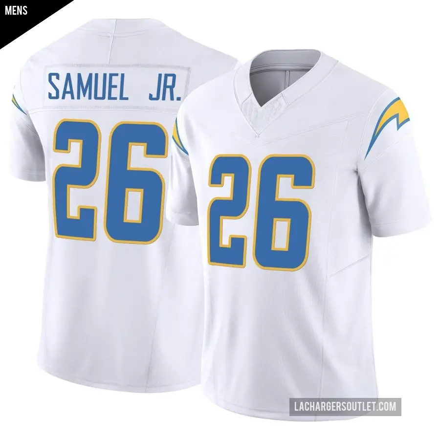 Men's Los Angeles Chargers ＃26 Asante Samuel Jr. White Limited Vapor F.U.S.E. Jersey