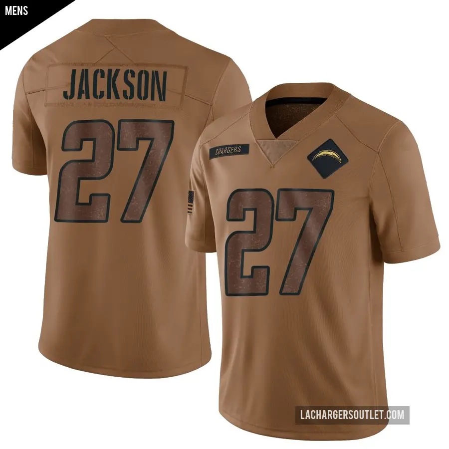 Men's Los Angeles Chargers ＃27 JaQuae Jackson Brown Limited 2023 Salute To Service Jersey