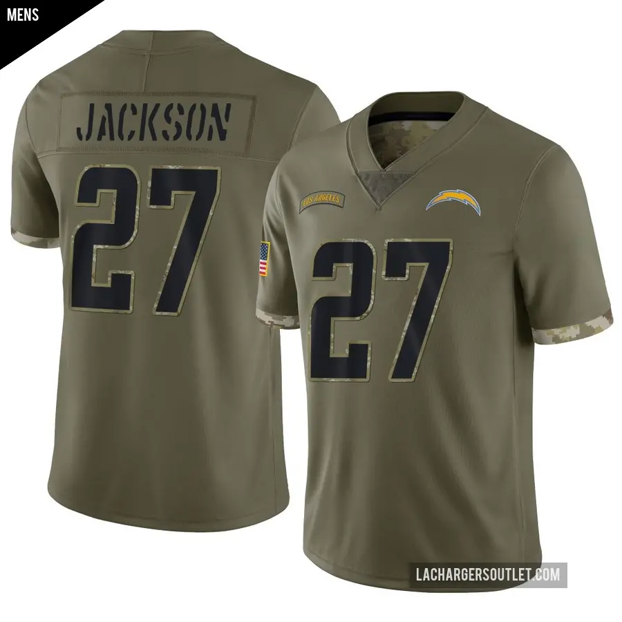 Men's Los Angeles Chargers ＃27 JaQuae Jackson Olive Limited 2022 Salute To Service Jersey