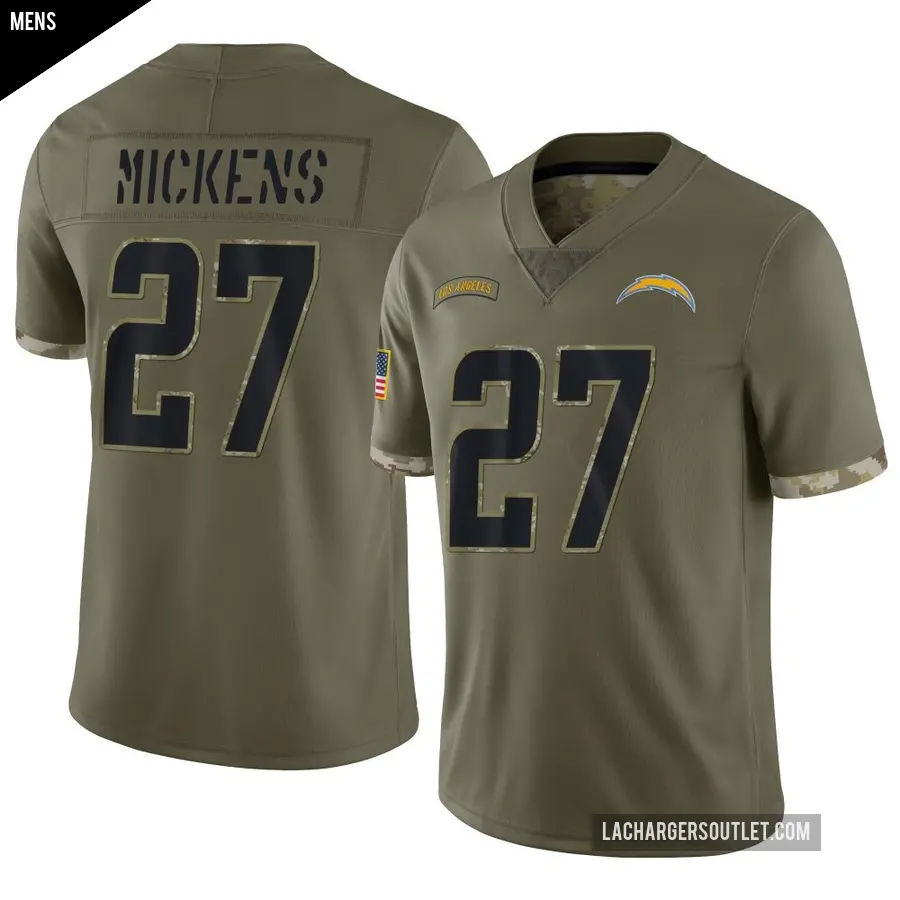 Men's Los Angeles Chargers ＃27 RJ Mickens Olive Limited 2022 Salute To Service Jersey