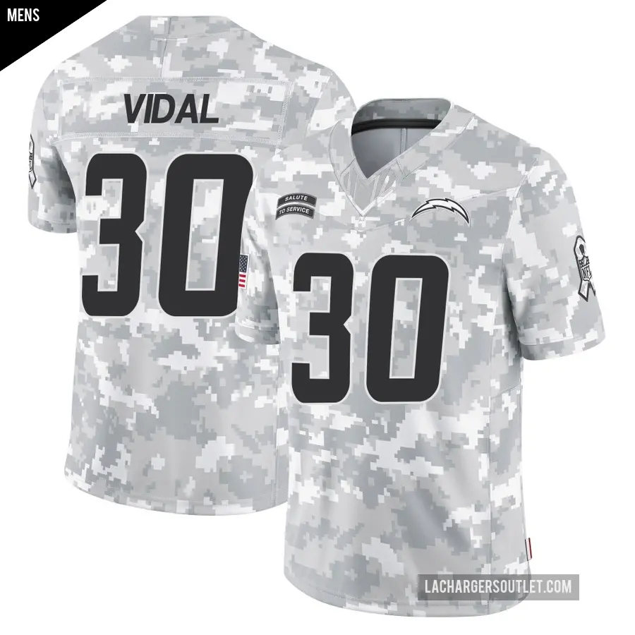 Men's Los Angeles Chargers ＃30 Kimani Vidal Arctic Camo Limited 2024 Salute to Service Jersey