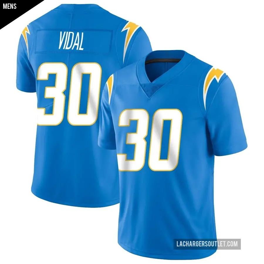 Men's Los Angeles Chargers ＃30 Kimani Vidal Blue Limited Powder Vapor Untouchable Alternate Jersey