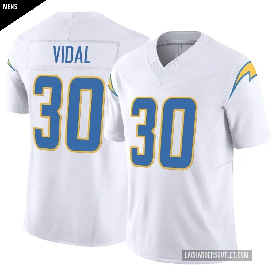 Men's Los Angeles Chargers ＃30 Kimani Vidal White Limited Vapor F.U.S.E. Jersey