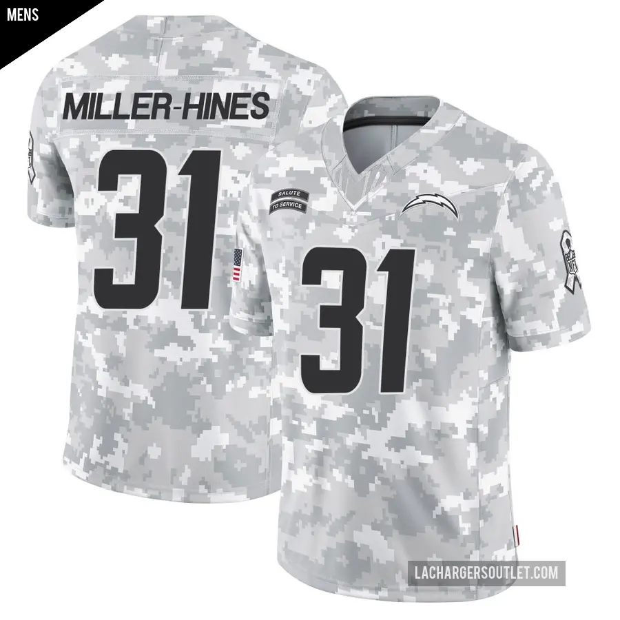 Men's Los Angeles Chargers ＃31 Nyheim Miller-Hines Arctic Camo Limited 2024 Salute to Service Jersey