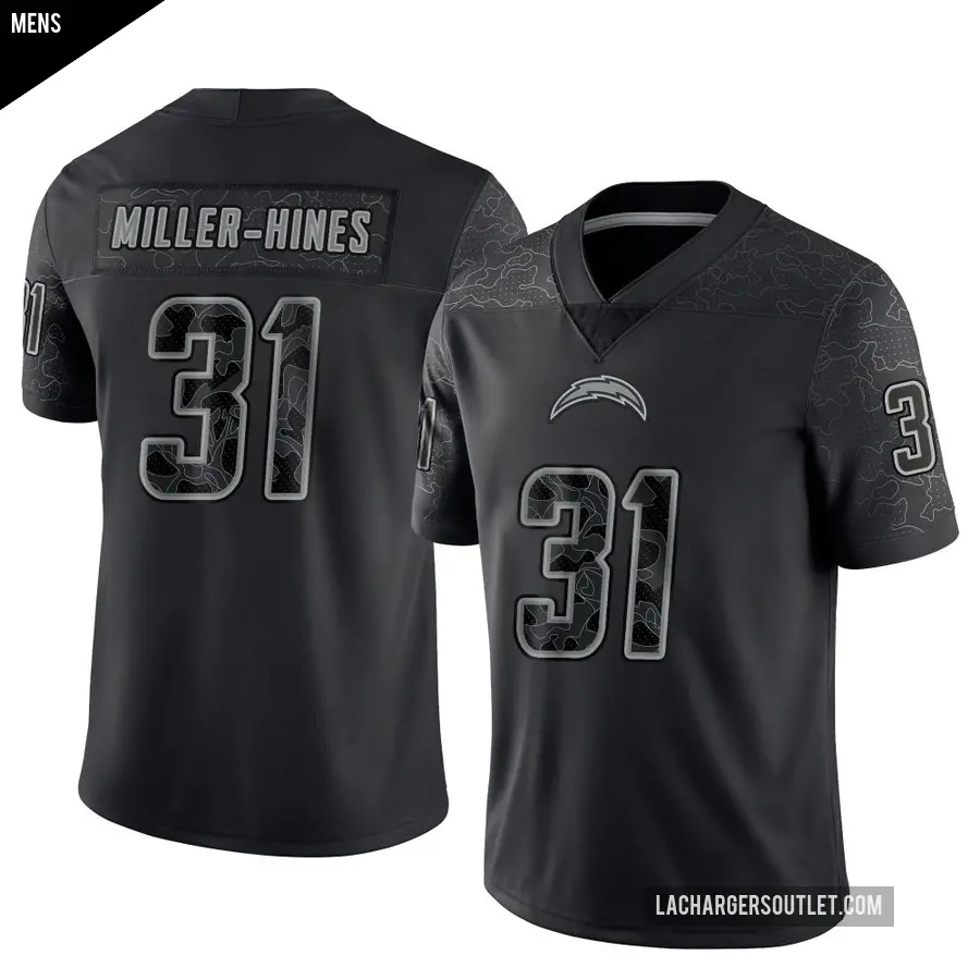 Men's Los Angeles Chargers ＃31 Nyheim Miller-Hines Black Limited Reflective Jersey