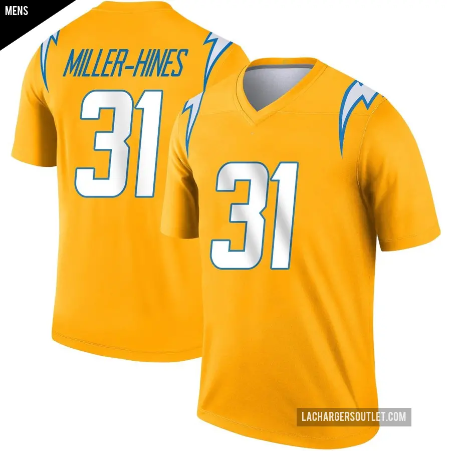 Men's Los Angeles Chargers ＃31 Nyheim Miller-Hines Gold Legend Inverted Jersey