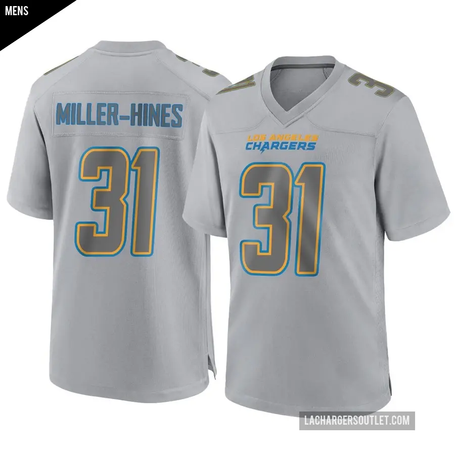 Men's Los Angeles Chargers ＃31 Nyheim Miller-Hines Gray Game Atmosphere Fashion Jersey