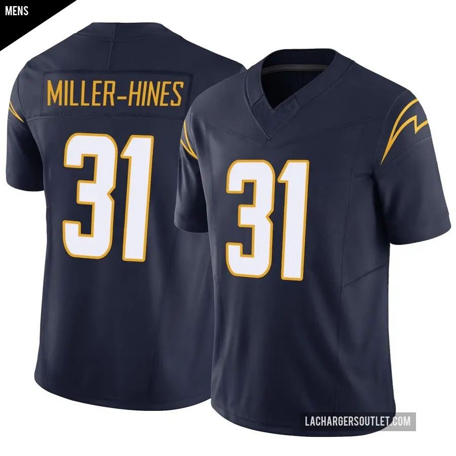 Men's Los Angeles Chargers ＃31 Nyheim Miller-Hines Navy Limited Vapor F.U.S.E. Jersey