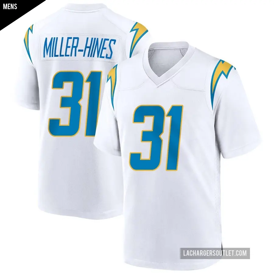 Men's Los Angeles Chargers ＃31 Nyheim Miller-Hines White Game Jersey