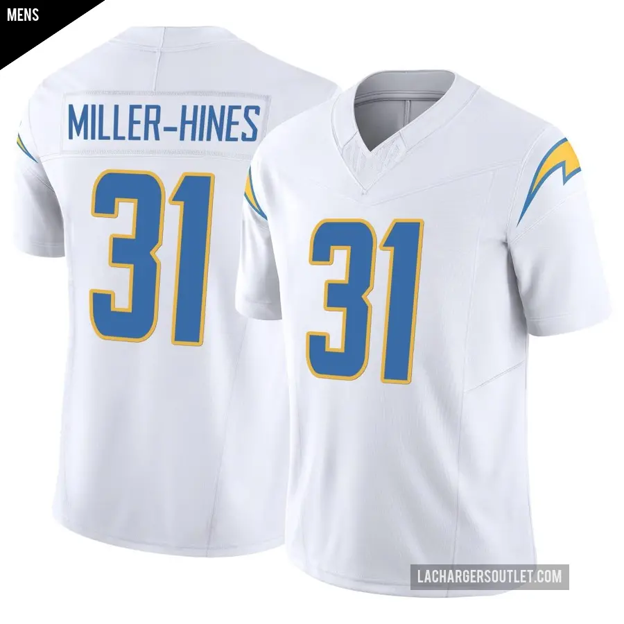 Men's Los Angeles Chargers ＃31 Nyheim Miller-Hines White Limited Vapor F.U.S.E. Jersey