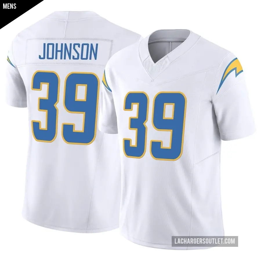Men's Los Angeles Chargers ＃39 Jaylen Johnson White Limited Vapor F.U.S.E. Jersey