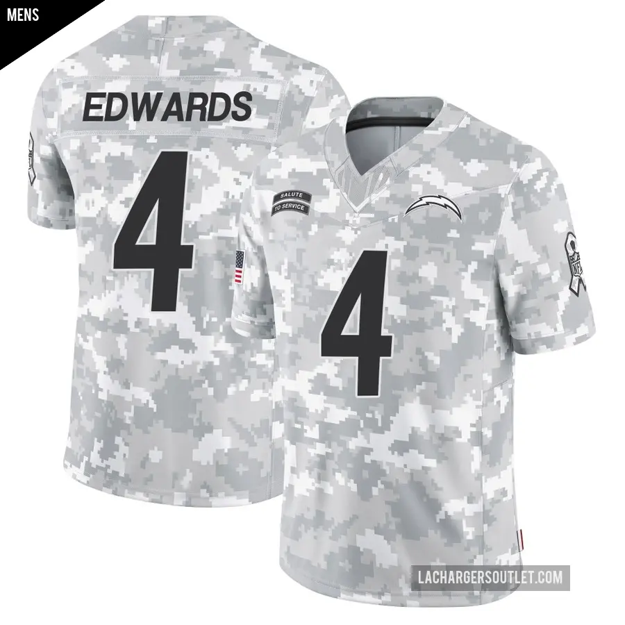 Men's Los Angeles Chargers ＃4 Gus Edwards Arctic Camo Limited 2024 Salute to Service Jersey