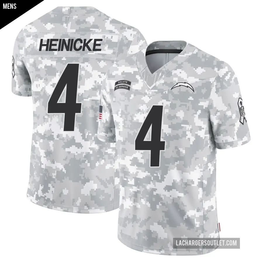 Men's Los Angeles Chargers ＃4 Taylor Heinicke Arctic Camo Limited 2024 Salute to Service Jersey