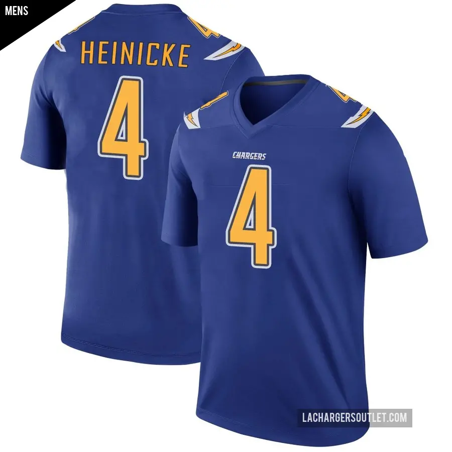 Men's Los Angeles Chargers ＃4 Taylor Heinicke Royal Legend Color Rush Jersey
