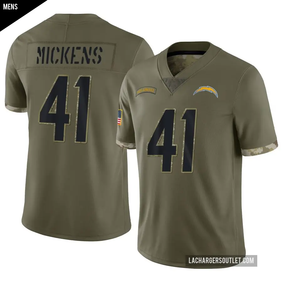 Men's Los Angeles Chargers ＃41 R.J. Mickens Olive Limited 2022 Salute To Service Jersey