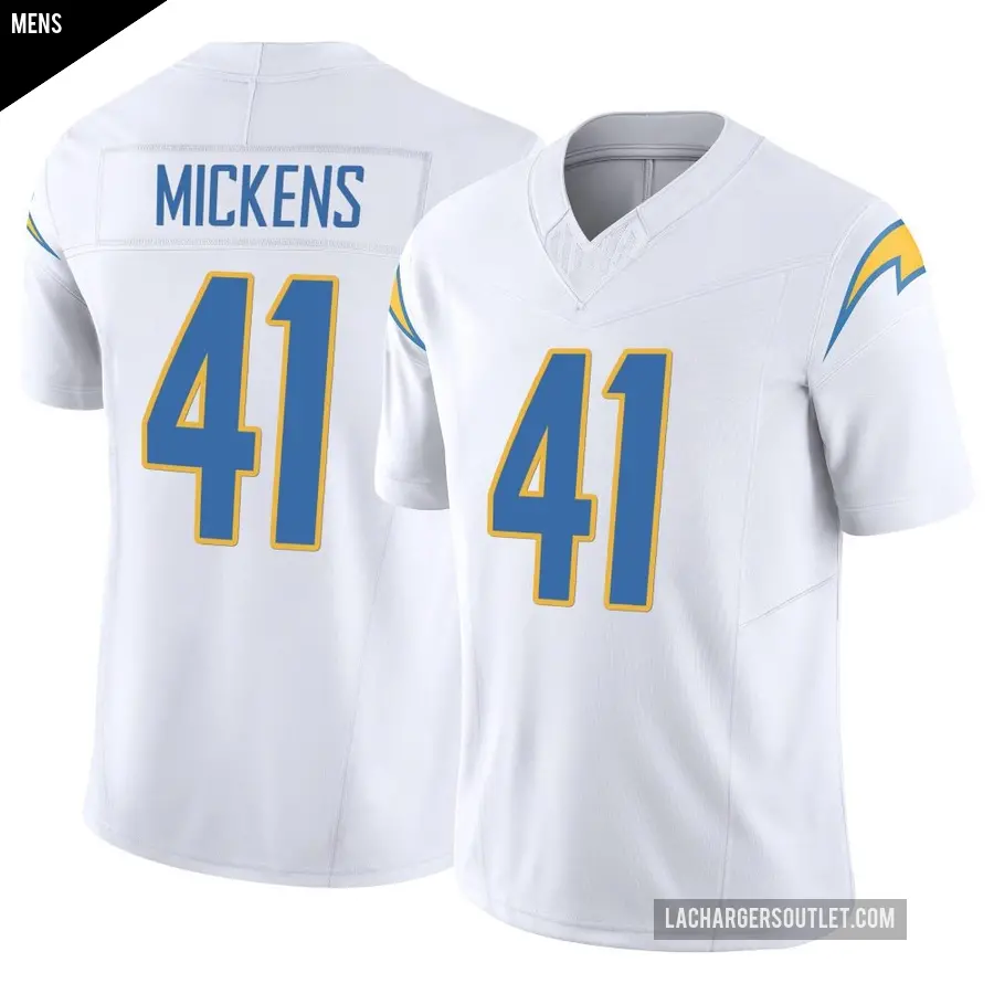 Men's Los Angeles Chargers ＃41 R.J. Mickens White Limited Vapor F.U.S.E. Jersey