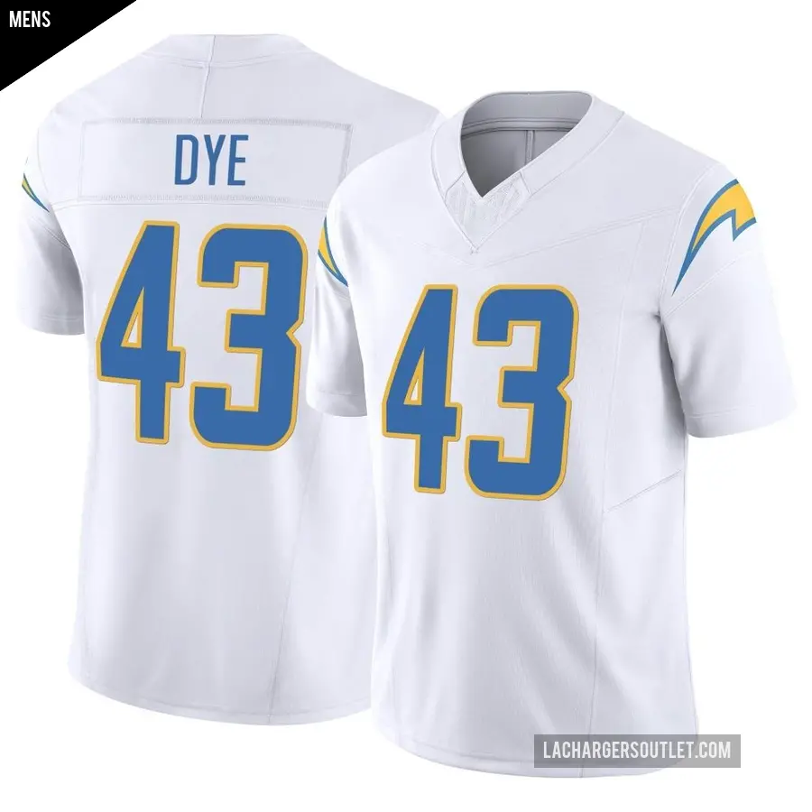 Men's Los Angeles Chargers ＃43 Troy Dye White Limited Vapor F.U.S.E. Jersey