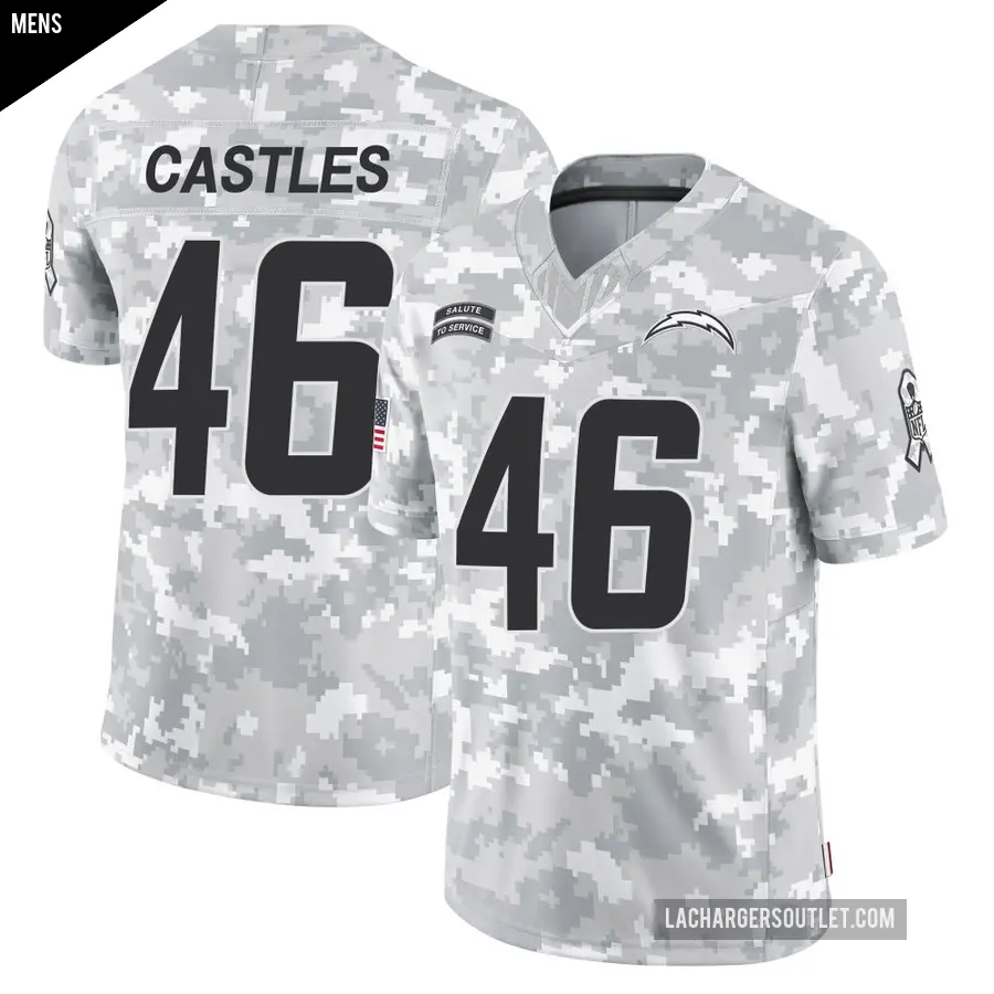 Men's Los Angeles Chargers ＃46 McCallan Castles Arctic Camo Limited 2024 Salute to Service Jersey