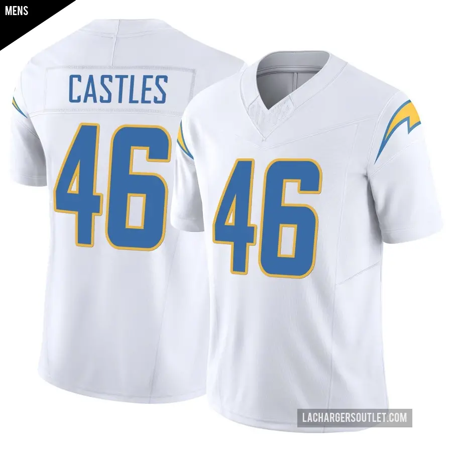 Men's Los Angeles Chargers ＃46 McCallan Castles White Limited Vapor F.U.S.E. Jersey