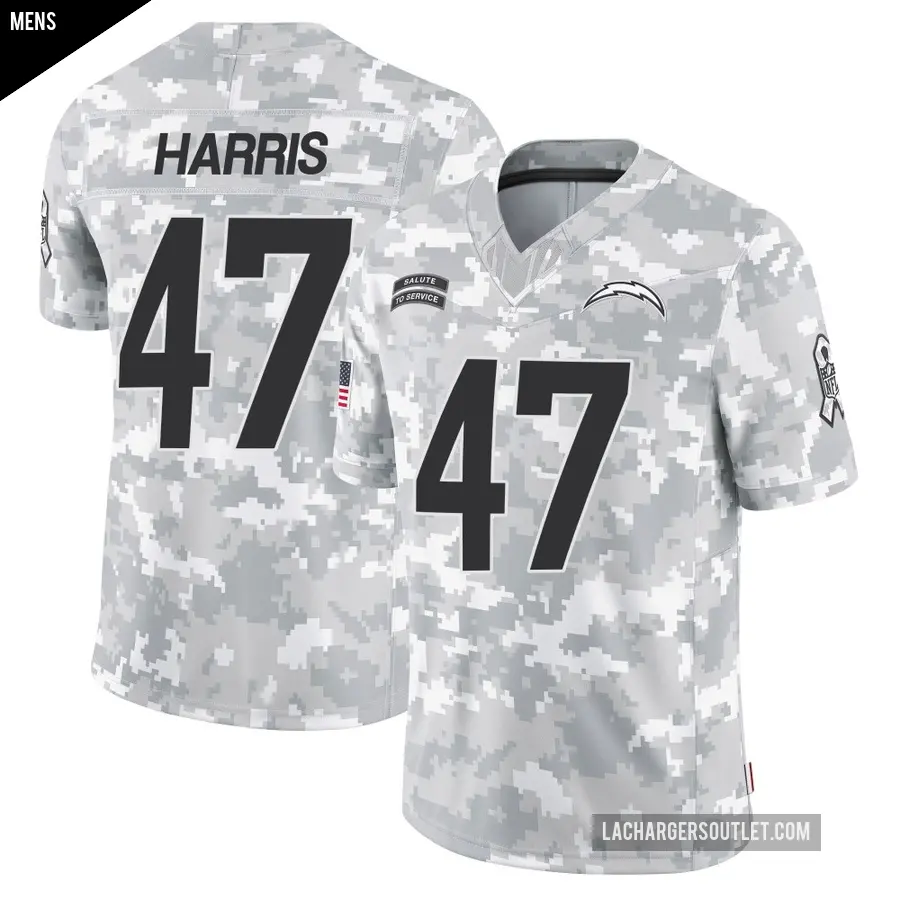 Men's Los Angeles Chargers ＃47 Josh Harris Arctic Camo Limited 2024 Salute to Service Jersey