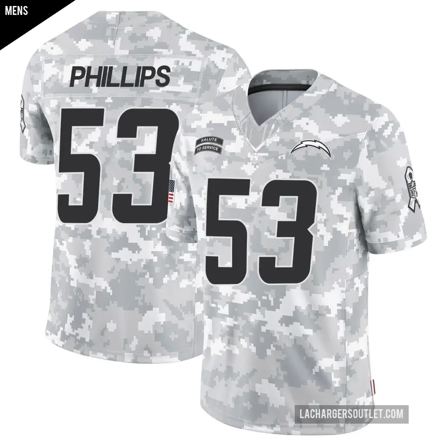 Men's Los Angeles Chargers ＃53 Del'Shawn Phillips Arctic Camo Limited 2024 Salute to Service Jersey