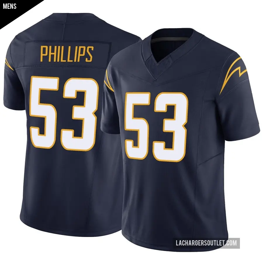 Men's Los Angeles Chargers ＃53 Del'Shawn Phillips Navy Limited Vapor F.U.S.E. Jersey