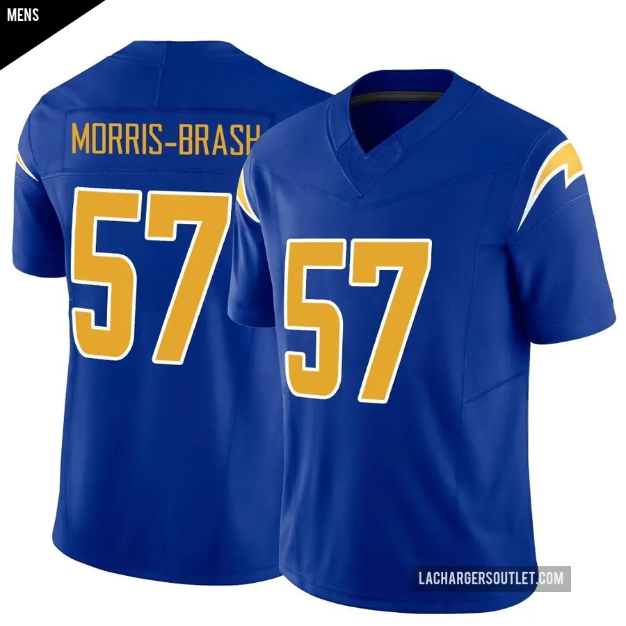 Men's Los Angeles Chargers ＃57 Tre'Mon Morris-Brash Royal Limited Vapor F.U.S.E. Jersey
