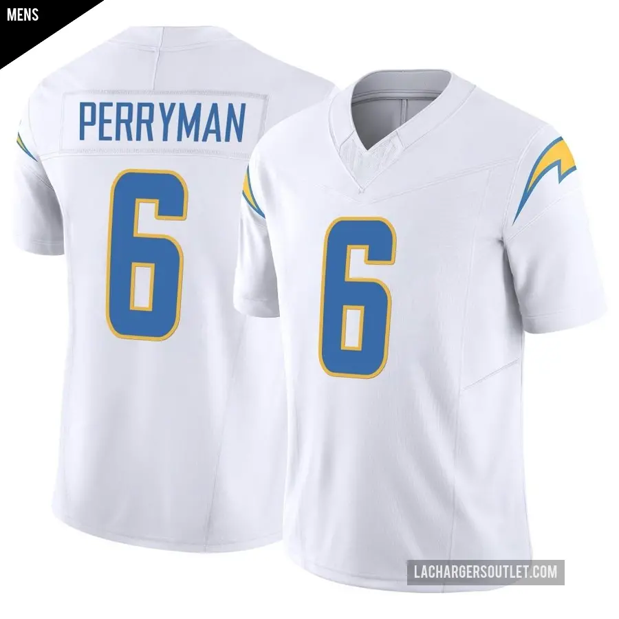 Men's Los Angeles Chargers ＃6 Denzel Perryman White Limited Vapor F.U.S.E. Jersey