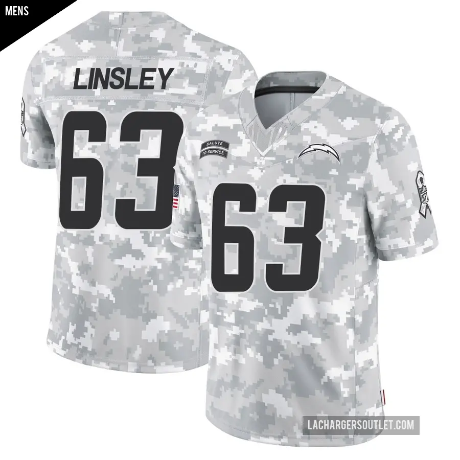Men's Los Angeles Chargers ＃63 Corey Linsley Arctic Camo Limited 2024 Salute to Service Jersey