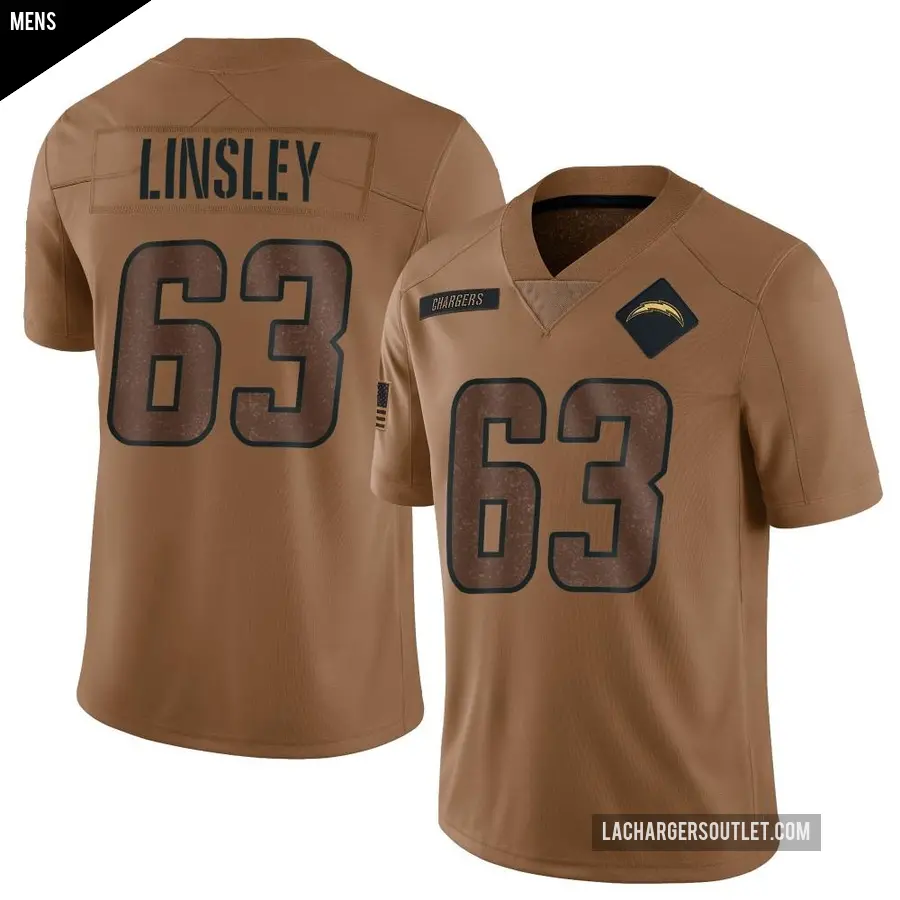 Men's Los Angeles Chargers ＃63 Corey Linsley Brown Limited 2023 Salute To Service Jersey