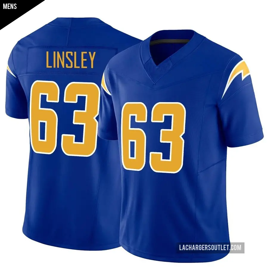 Men's Los Angeles Chargers ＃63 Corey Linsley Royal Limited Vapor F.U.S.E. Jersey