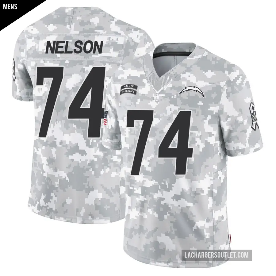 Men's Los Angeles Chargers ＃74 Ryan Nelson Arctic Camo Limited 2024 Salute to Service Jersey