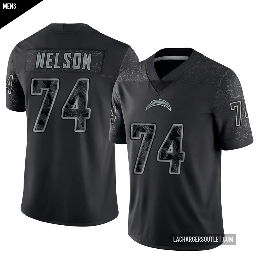 Men's Los Angeles Chargers ＃74 Ryan Nelson Black Limited Reflective Jersey