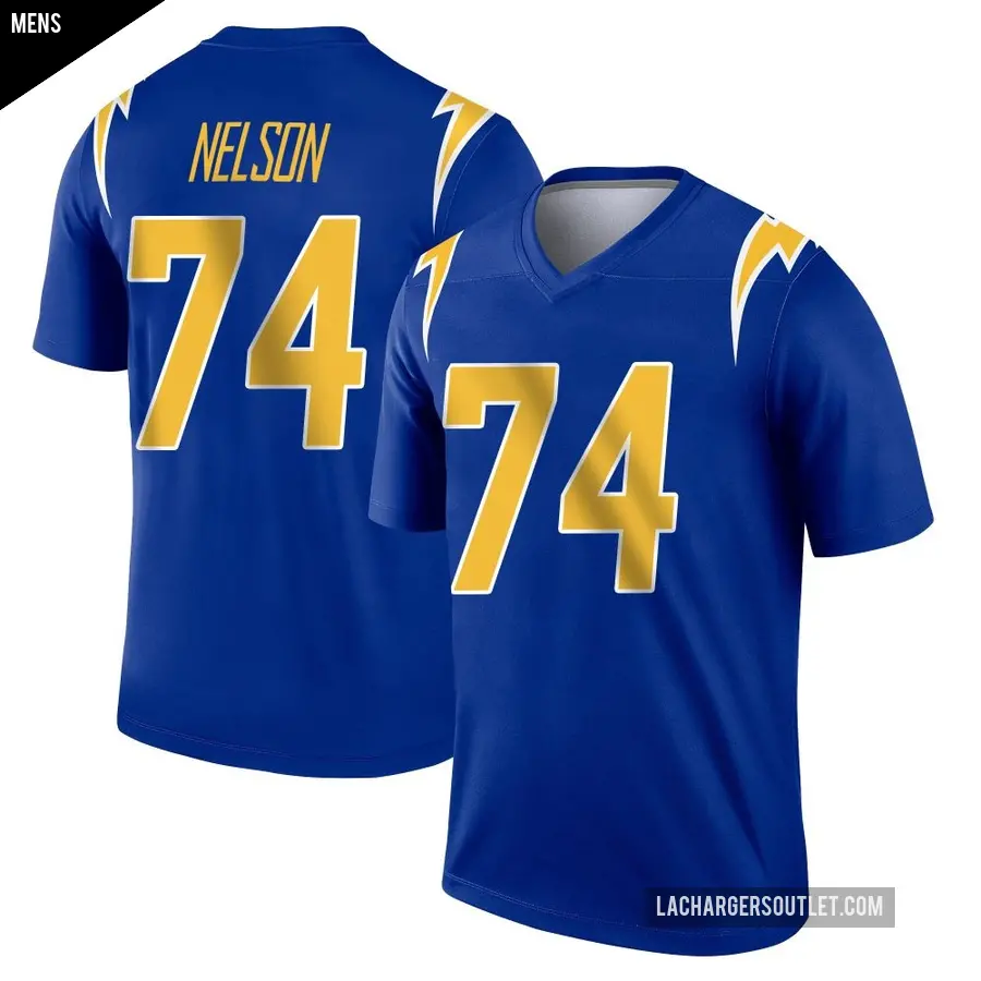 Men's Los Angeles Chargers ＃74 Ryan Nelson Royal Legend 2nd Alternate Jersey