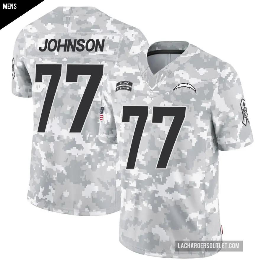 Men's Los Angeles Chargers ＃77 Zion Johnson Arctic Camo Limited 2024 Salute to Service Jersey