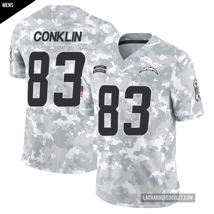 Men's Los Angeles Chargers ＃83 Tyler Conklin Arctic Camo Limited 2024 Salute to Service Jersey