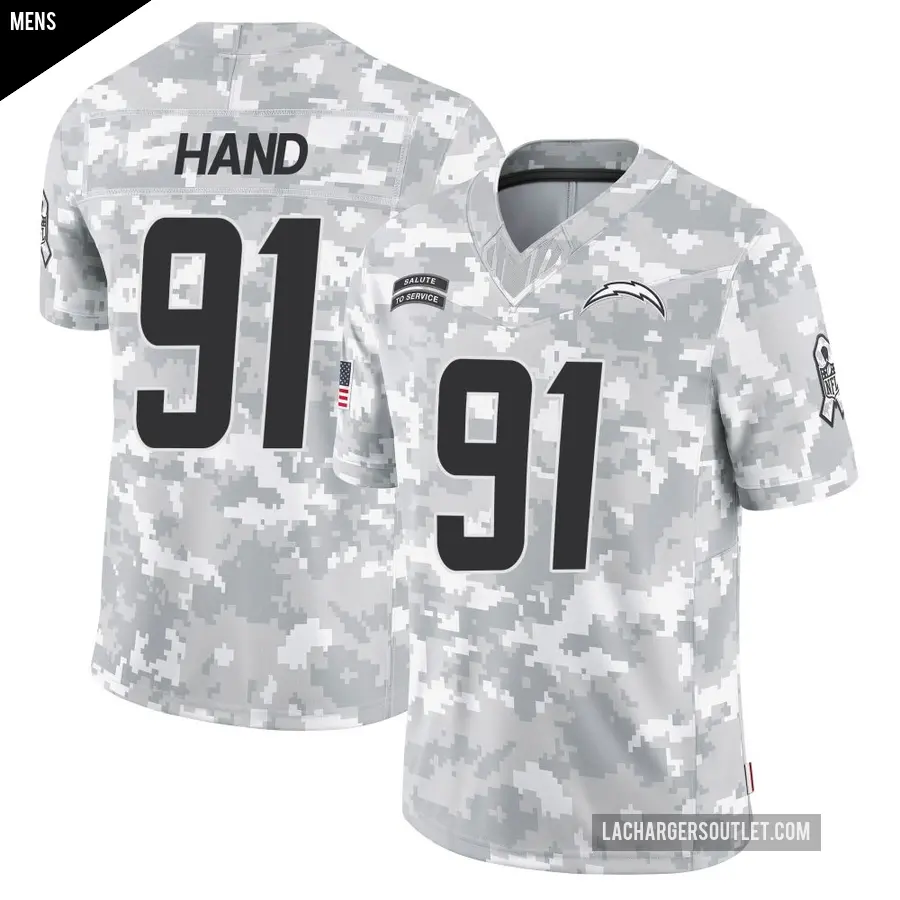 Men's Los Angeles Chargers ＃91 Da'Shawn Hand Arctic Camo Limited 2024 Salute to Service Jersey