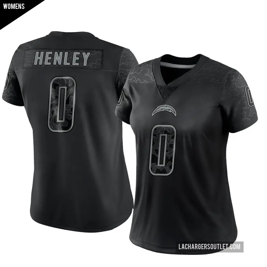 Women's Los Angeles Chargers ＃0 Daiyan Henley Black Limited Reflective Jersey